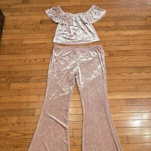 A 2-Piece Hot Kiss Pink Velvet Outfit.Y2K Retro Aesthetics with Modern Trends XL